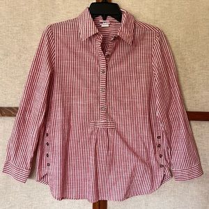 American Sweetheart Vintage Striped Tunic Side and Front Buttons Sleeves - S